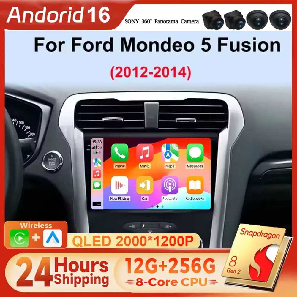 Android 16 Carplay Auto 4G WIFI GPS Multimedia Player Video Stereo Head Unit 2din for Ford Mondeo 5 Fusion 2012-2019 Car Radio