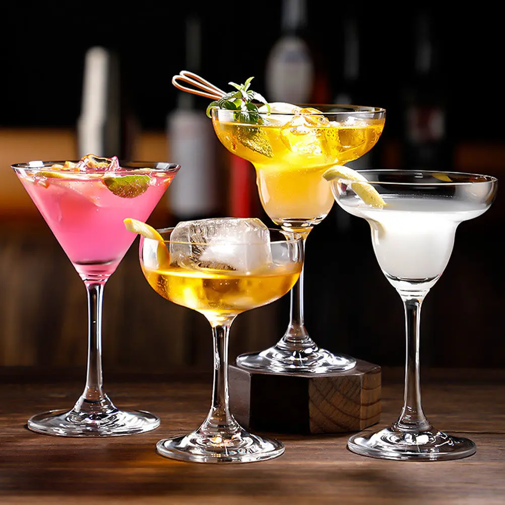 

2pcs Cocktail Glass Goblet Transparent Shatterproof Plastic Cup For Bar Party Wine Glass Stemmed Margarita Cup Unbreakable