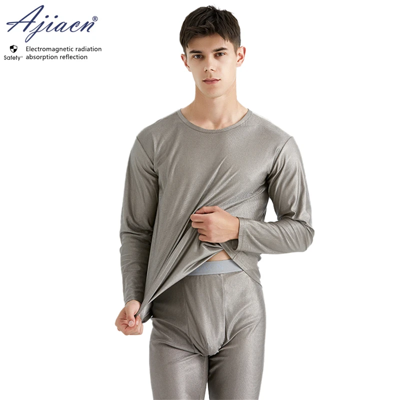 Genuine electromagnetic radiation protective 100% silver fiber knitted fabric long underwear EMF shielding thermal underwear