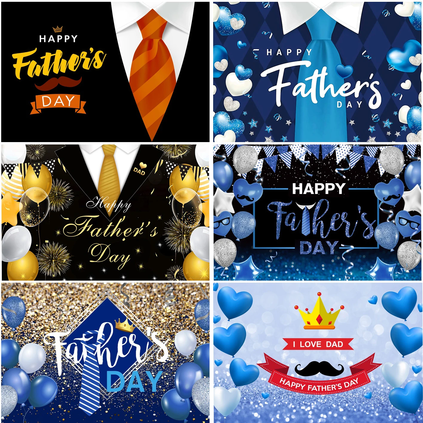 Happy Father's Day Backgrounds Gentleman Black Suit Tie Party Decoration Customized Photography Father Man Photo Booth Backdrops