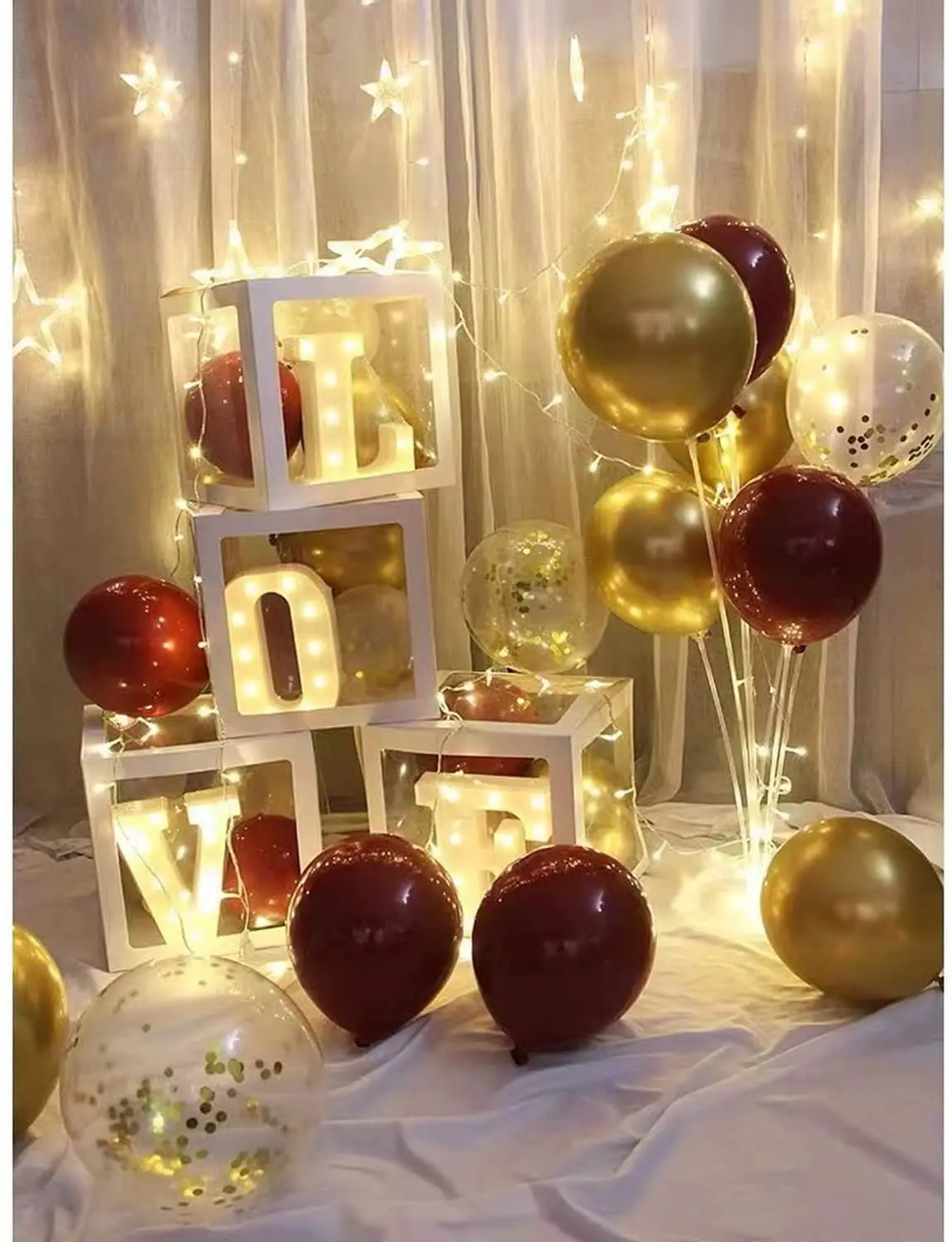 152PCS Red Gold Balloon Garland Arch Kit Metallic Chrome Gold Confetti Balloons for Prom Bridal Shower Birthday Party Decoration