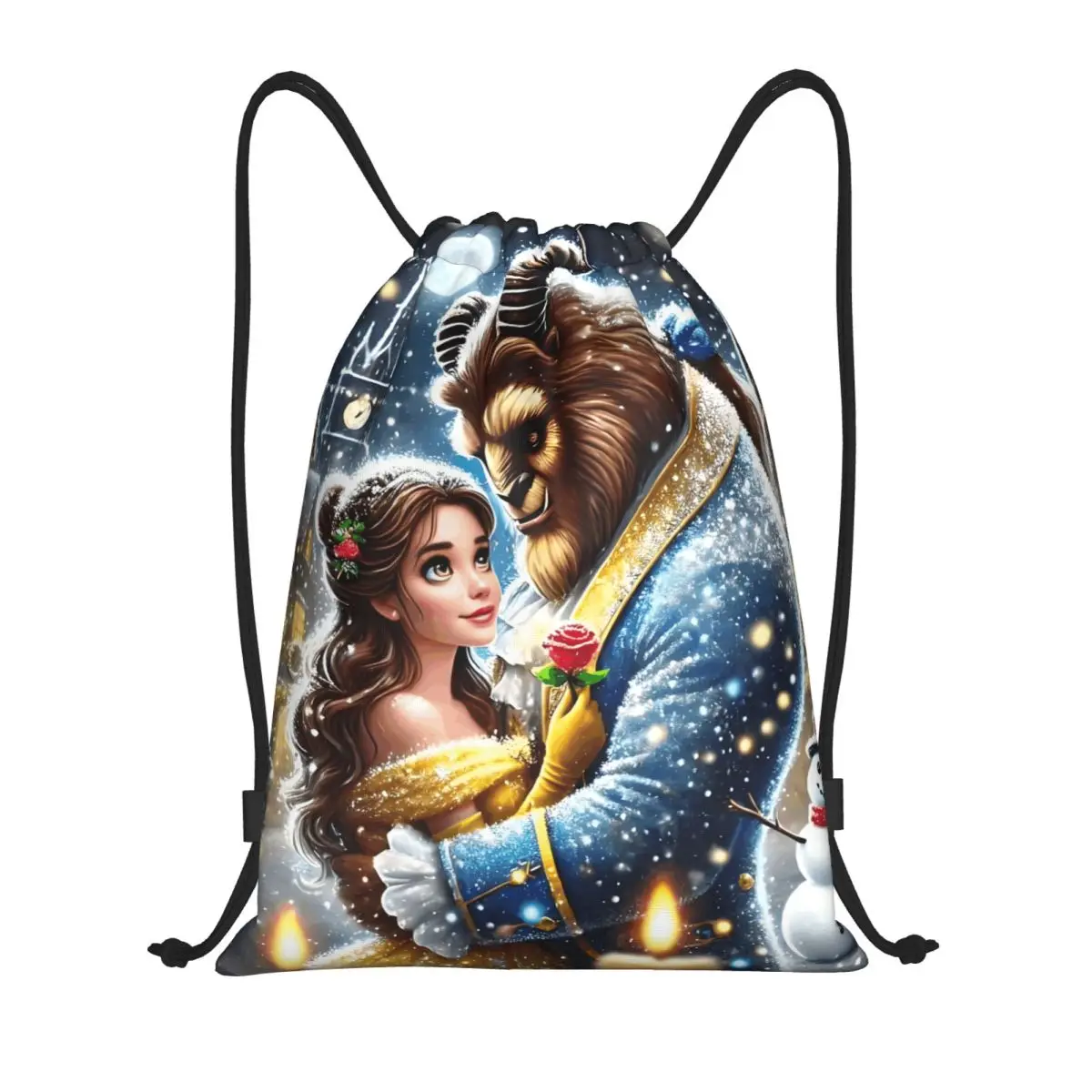 حقائب ظهر برباط من أنيمي بيوتي آند ذا بيست خفيفة الوزن برسوم كرتونية رومانسية للصالة الرياضية أكياس حقيبة رياضية للتسوق