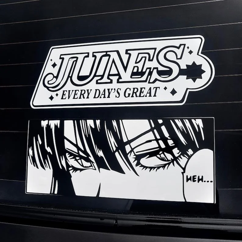 For Anime Eyes Vinyl Decal | Manga Panel Box Slap Sticker JDM Itasha Japanese Style Black and White Comic