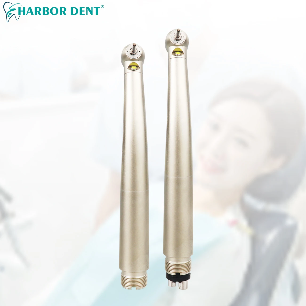 Dental High Speed Handpiece With LED Light E-generator Integrated Standard Head Push Button 4 Water Spray 2/4 Holes