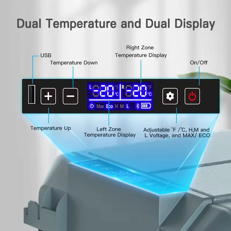 Dual Door Independent Temperature Control DC AC Power Freezer Fridge Compressor Freezing Travel Fridge Refrigerator for Truck RV