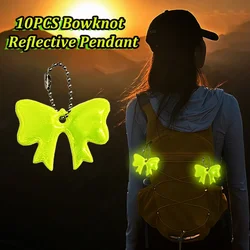 10PCS Reflective Keychain Pendant Cute Bowknot Backpack Pendant Night Warning Sign Riding Double-sided Reflective Key Ring