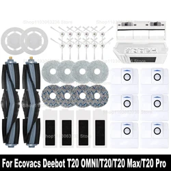 For Ecovacs Deebot T20 OMNI/T20/T20e/T20 Pro Accessories Main Side Brush Mop Cloth HEPA Filter Dust Bag Replacement Spare Parts