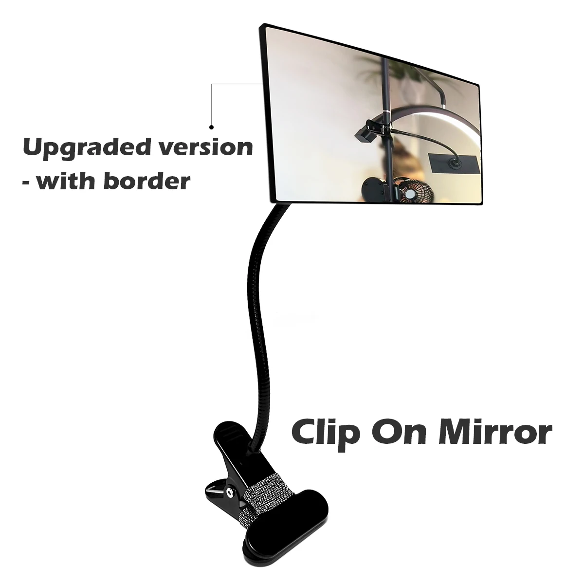 1pc clipe no espelho para extensão dos cílios com quadro protetor, preto 360 ° Haste de metal com espelho convexo, estéreo de segurança de escritório