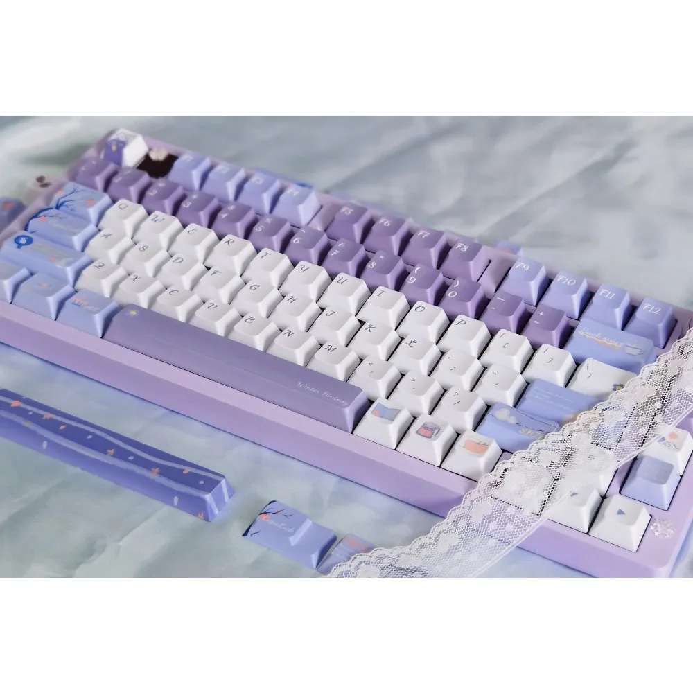 Winter Fantasy Theme Keycaps 134 Key NEW Cherry/MOA Profile PBT Sublimation Custom Keycap for Mechanical Keyboard Accessories