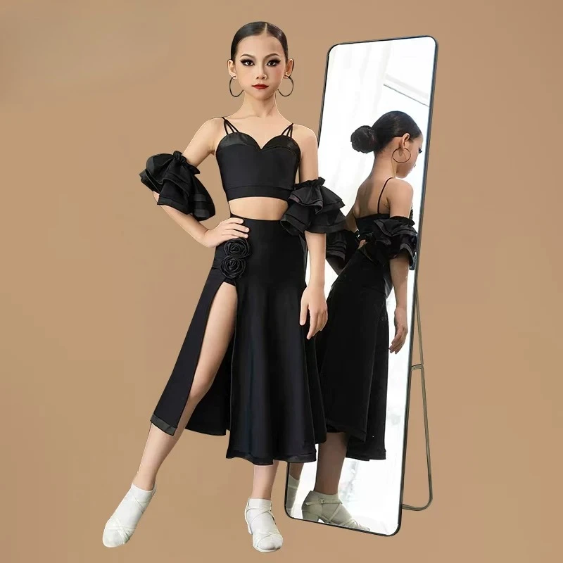 

High quality New style Latin dance outfit for girls and children's practice and performance wear, modern dance outfit set
