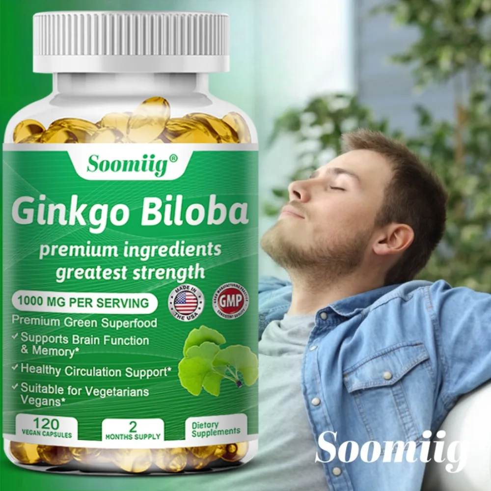 Ginkgo Biloba Capsules, Memory Support Supplement, Supports Brain Function and Mental Alertness, 120 Capsules