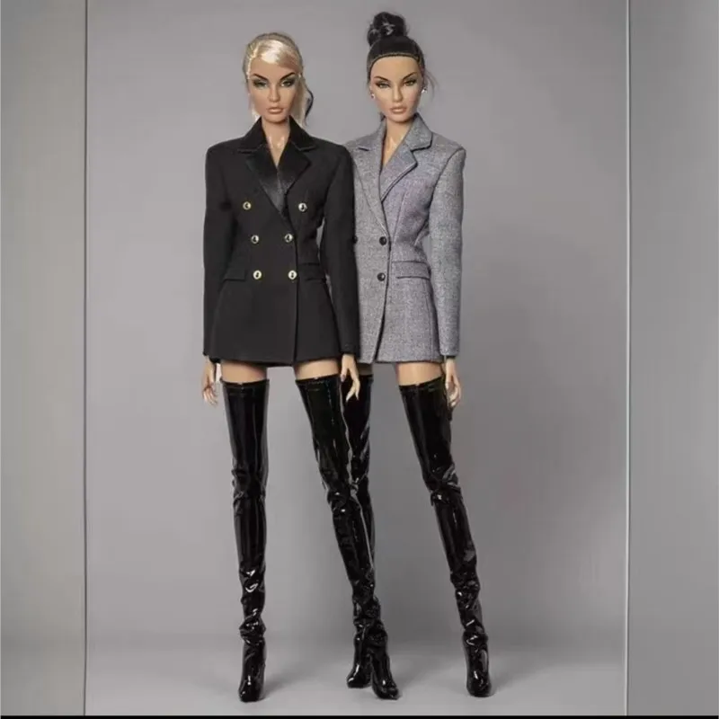 1/6 BJD Doll Shoes FR2 Nu.face FR Over Knee Pointed Thin High Heels Patent Leather High Boots Simulation Shoes Model Accessories
