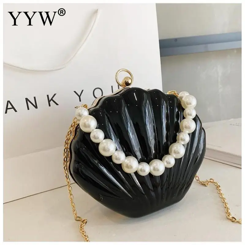 Acrylic Shell Bag Crossbody Bag For Women 2023 New Wedding Bridal Handbag Pearl Beaded Fashion Chain Party Bags Evening Bag