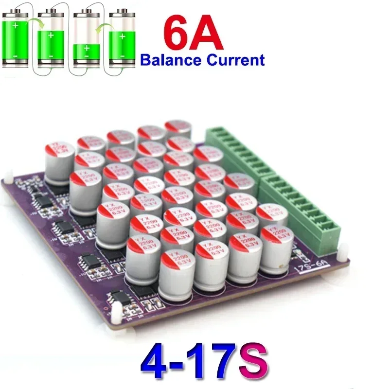 6A 0.01V 18650 Battery Active Equalizer Balancer Equalization Balancing Li-Ion /LiFePo4 Lithium Balance Board 4S 6S 8S 16S 17S