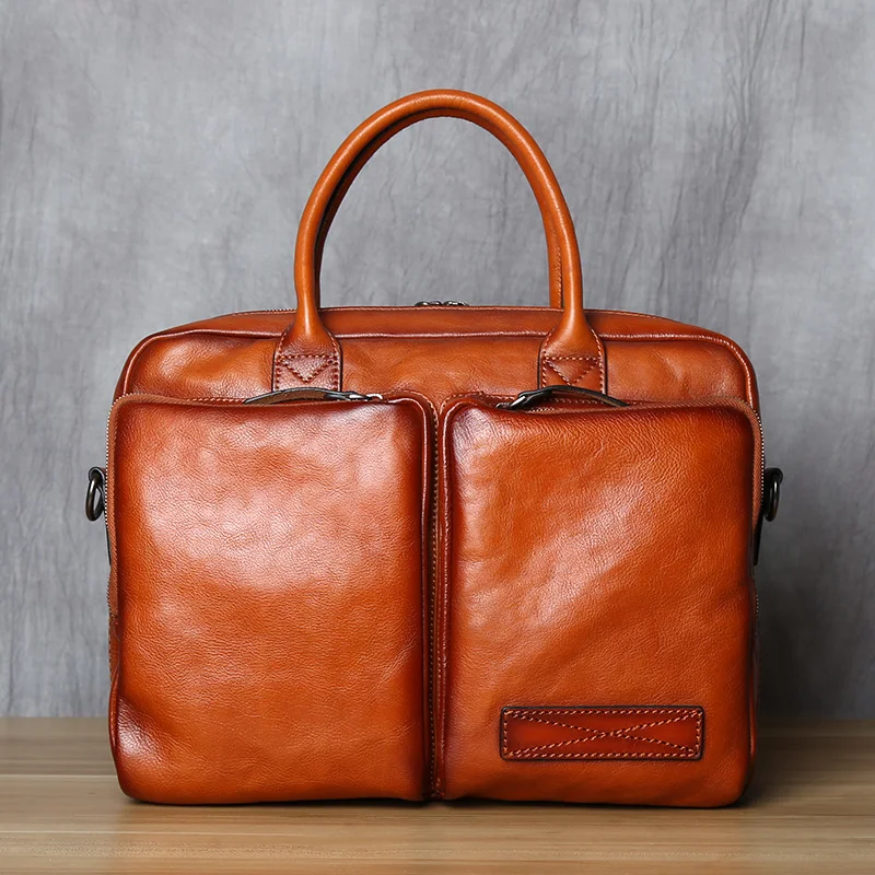 Retro Leder herren Aktentasche Top Schicht Leder Handtasche Lässig Schulter Messenger Tasche Business Laptop Tasche Trendy männer Tasche NZPJ – Detail 7