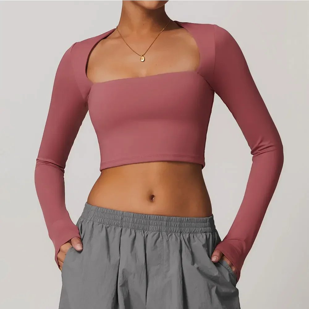 Mikeyoga-camisas de ioga para as mulheres, top de manga longa, fitness, corrida, ginásio, treino, ajuste seco, respirável, alta elasticidade