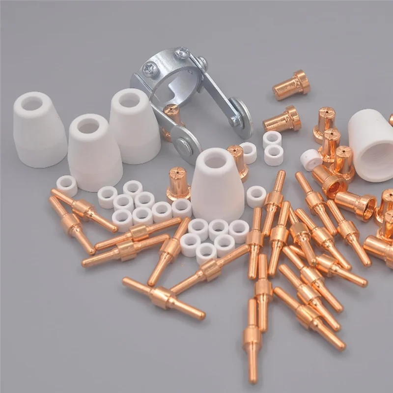 

AB13-61Pcs PT31 Plasma Cutting Consumables Kit With PT-31 Roller Guides Fits CUT-40 CUT-45 CUT-50D JG-40 CT-312 Nozzle Electrode