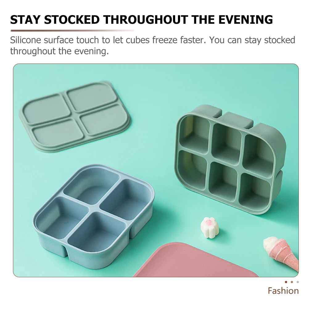 

2 шт. силиконовый лоток для морозильной камеры для детского питания, многофункциональный бытовой ящик для форм для льда, контейнер для хранения еды, многоразовый для ежедневного использования