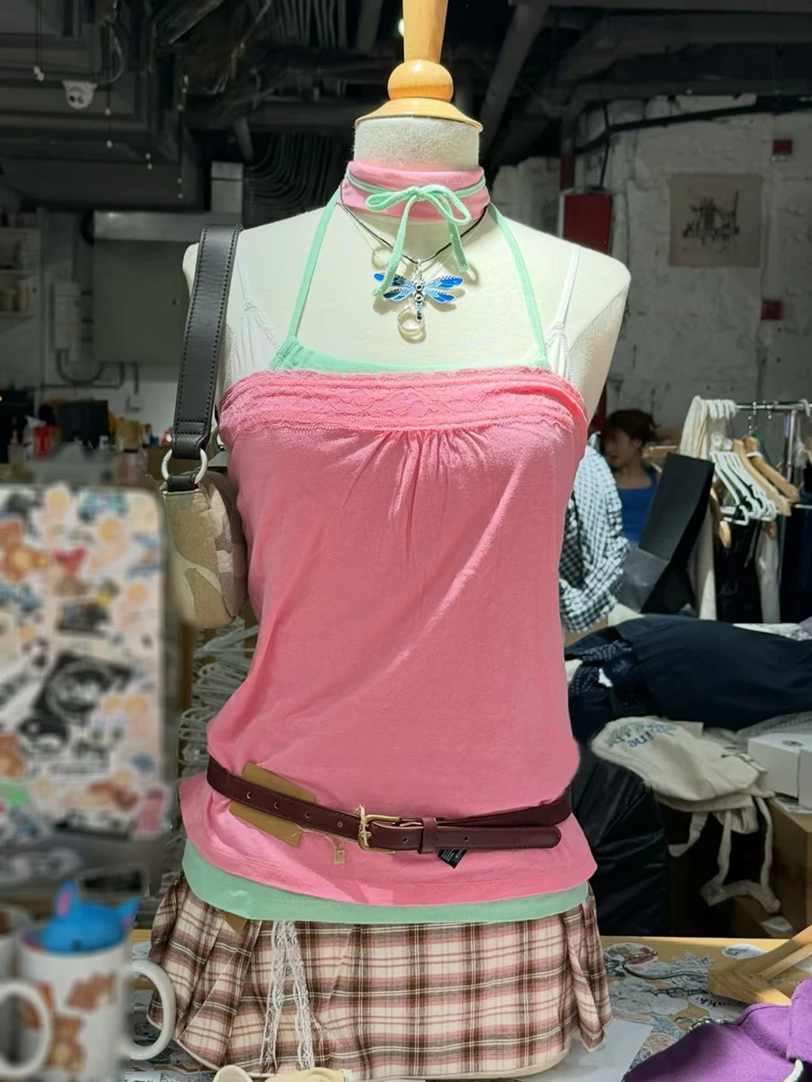 Lace Trim Cropped Tube Top Woman Summer Cotton Sexy Strapless Camisole Female Casual Simple Sweet Preppy Style Slim Tank Tops