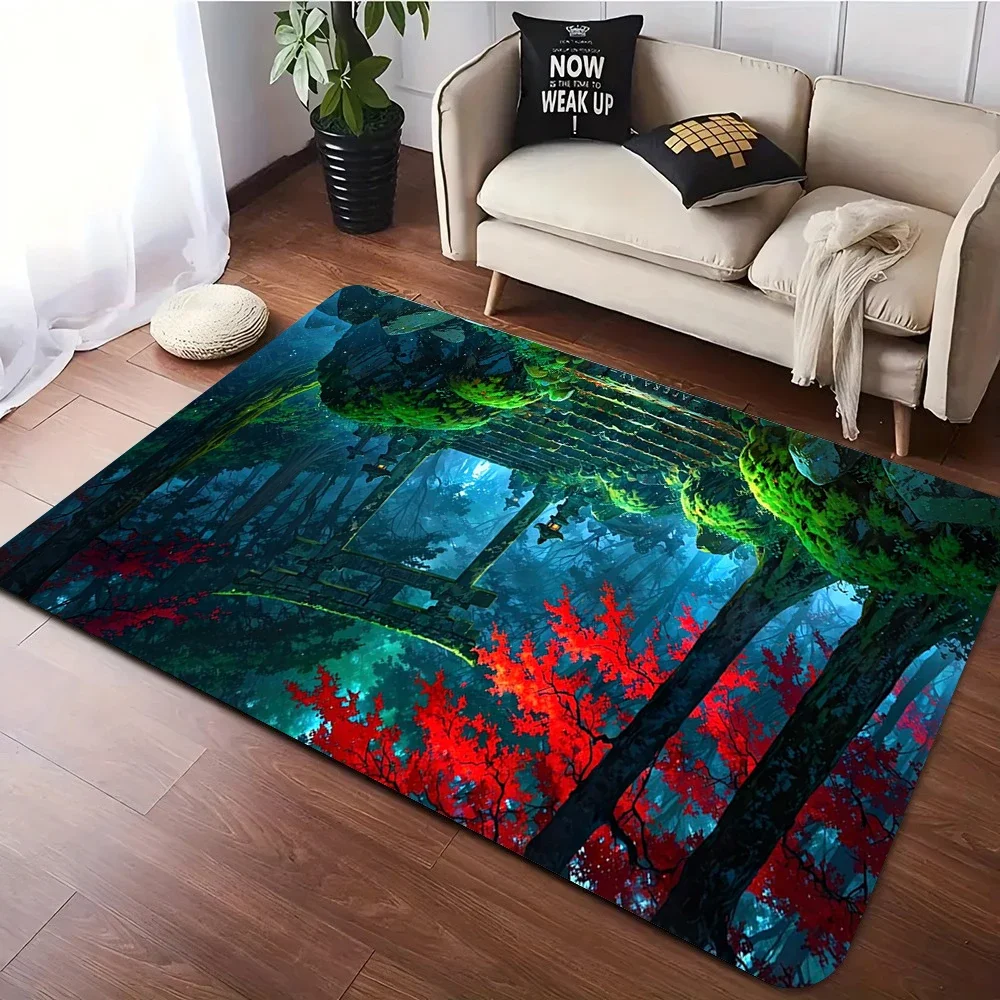 Japanese Style Sakura Pagoda Carpet For Living Room Bedroom Decor Area Rug Floor Mat Office Garden, Patio, Balcony