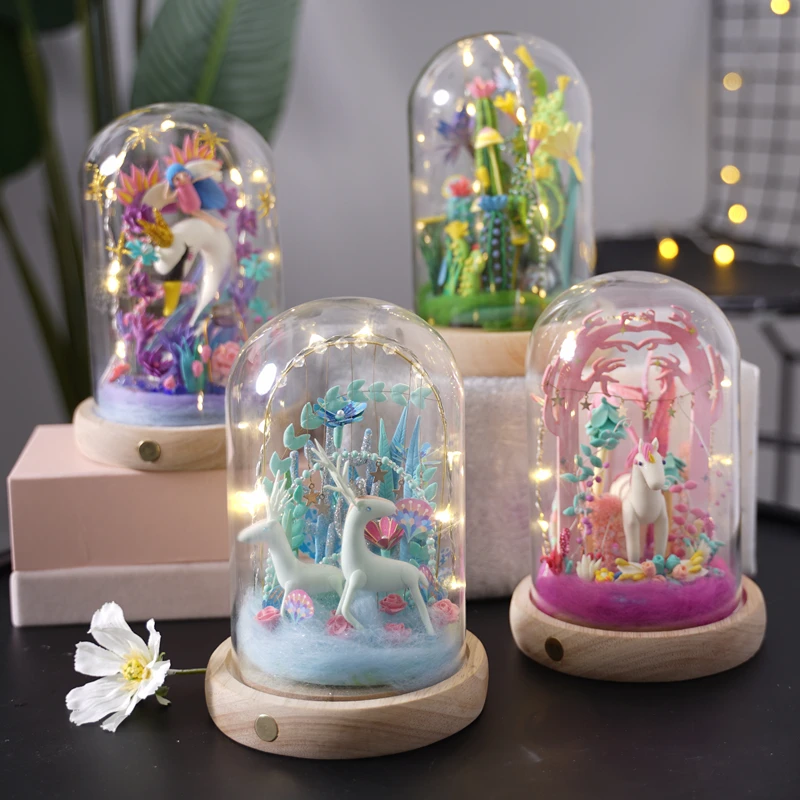 2021 neue 4 Arten Modellierung Ton Mit LED Glas Box Bunte Polymer Kreative DIY Ton Kreative Spielzeug Kinder Geburtstag Geschenke