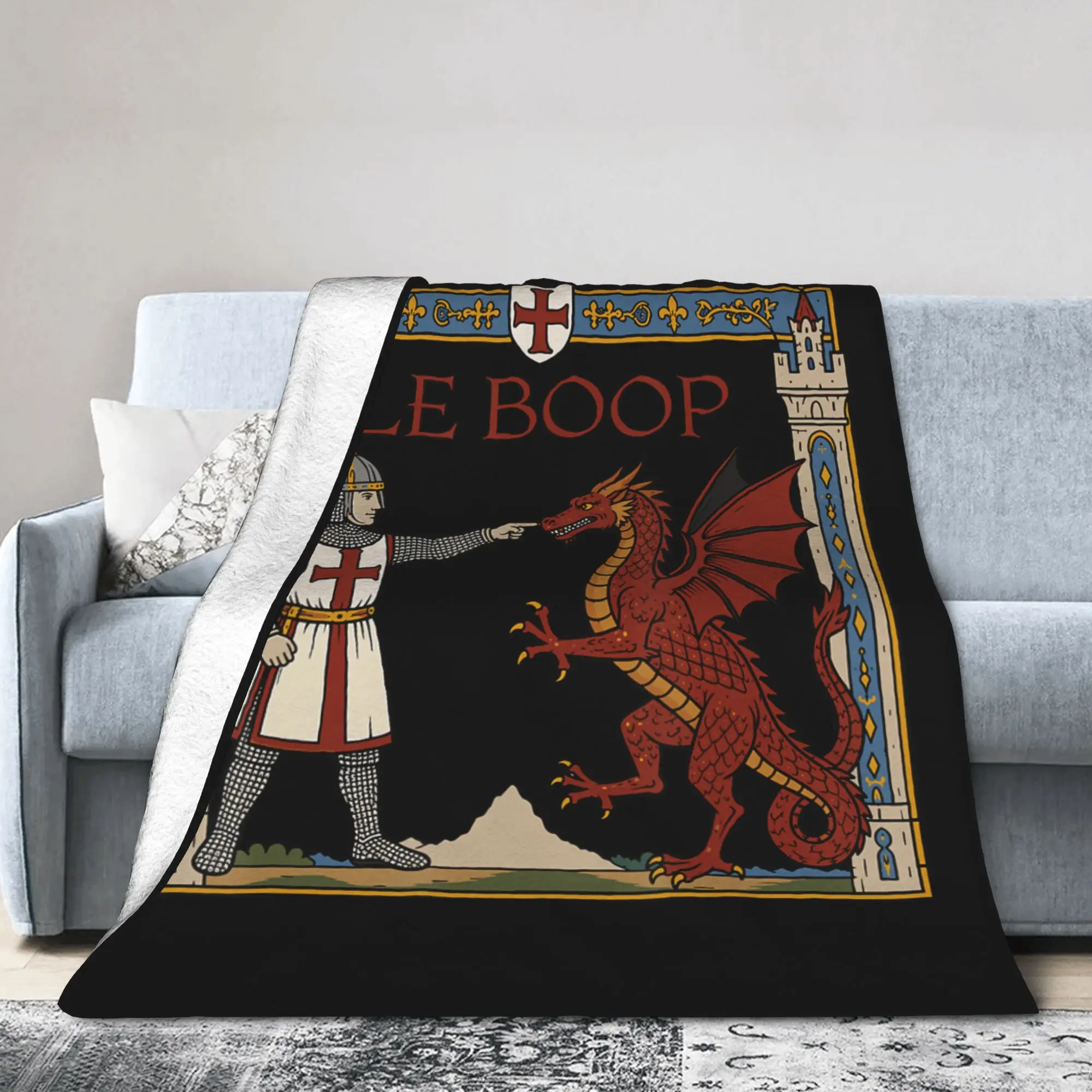 Le Boop Medieval Knight Dragon Blanket Fleece Winter  Multifunction Ultra-Soft Throw Blanket for Home Car Rug Piece