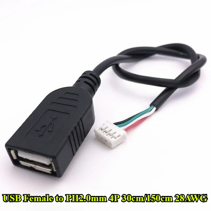 USB Female head to Dupont/MX1.25/PH2.0/XH2.54mm 4Pin Terminal Data Wire Length 30/150cm 28AWG Electronic Wire Touch Screen Cord