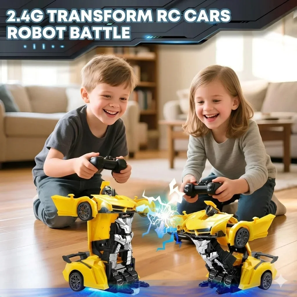 2 in 1 RC Transforming Car Robot Remote Control Deformation Racing Vehicle One Key Auto Transformation Drift Toy for Boys Gift