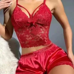 Sexy Shorts 2 Piece Sets Womens Outfits Summer 2024 New Camisole Lace Vest Top+half Pants Pajama Suit for Female Streetwear