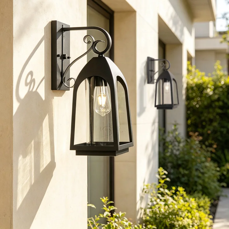Retro European style wrought iron wall sconce villa exterior waterproof wall lamp garden courtyard restaurant hallway light