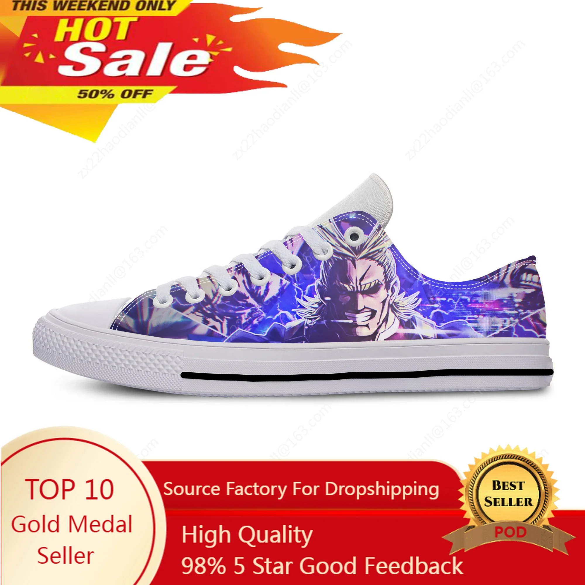 

Japanese Anime Manga My Hero Academia All Might Casual Cloth Shoes Low Top Lightweight Breathable 3D Print Men Women Sneakers