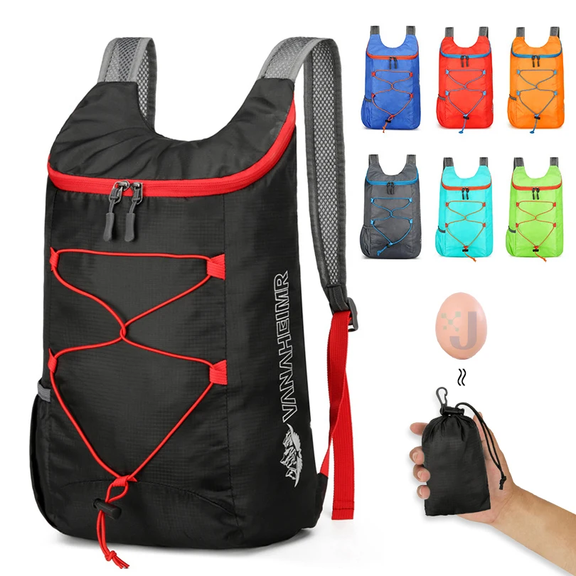 For Camping Hiking Travel Multifunctional Outdoor Folding Backpack High Density Lightweight Waterproof Nylon Fabric Sports Bag