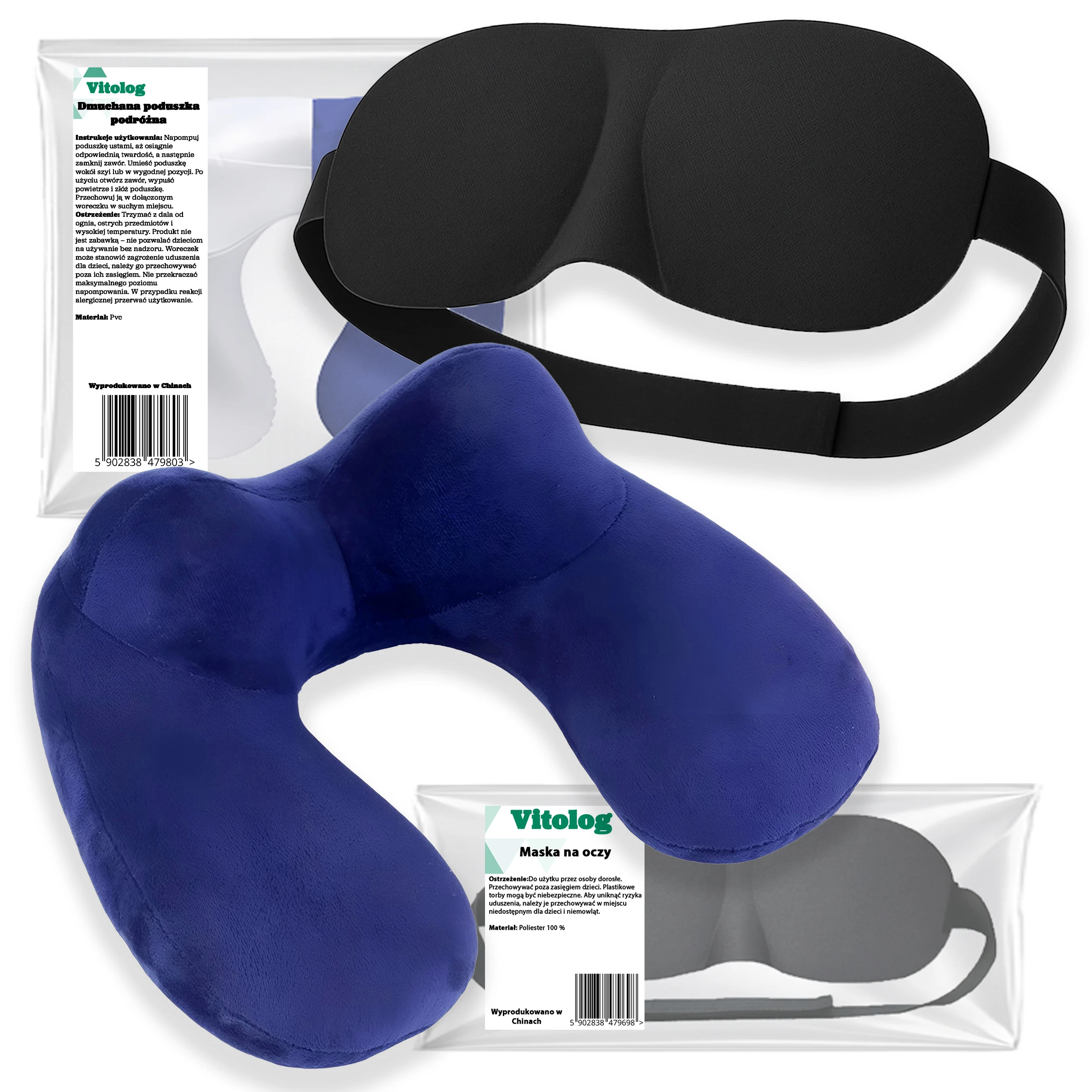 Reiskussen voor toeristen + oogmasker polsband voor slaapset