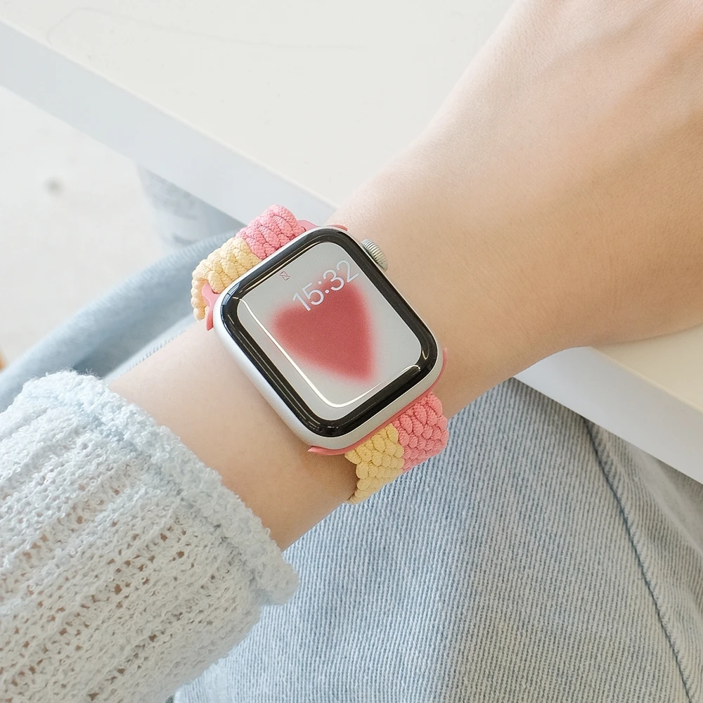 elastic nylon For Apple Watch band women Series Ultra 10/9/8/7/6/5/4/3/2 SE 38mm 40mm 41mm 42mm 44mm 45mm 46mm 49mm Strap
