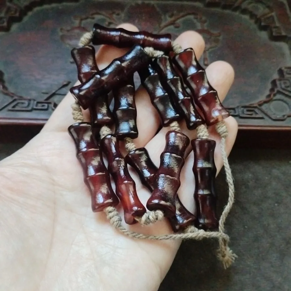 Vintage Dark Red Bamboo Joint Shape Beads Barrel Spacer Beads DIY Bracelet Necklace Jewelry Making Supplies