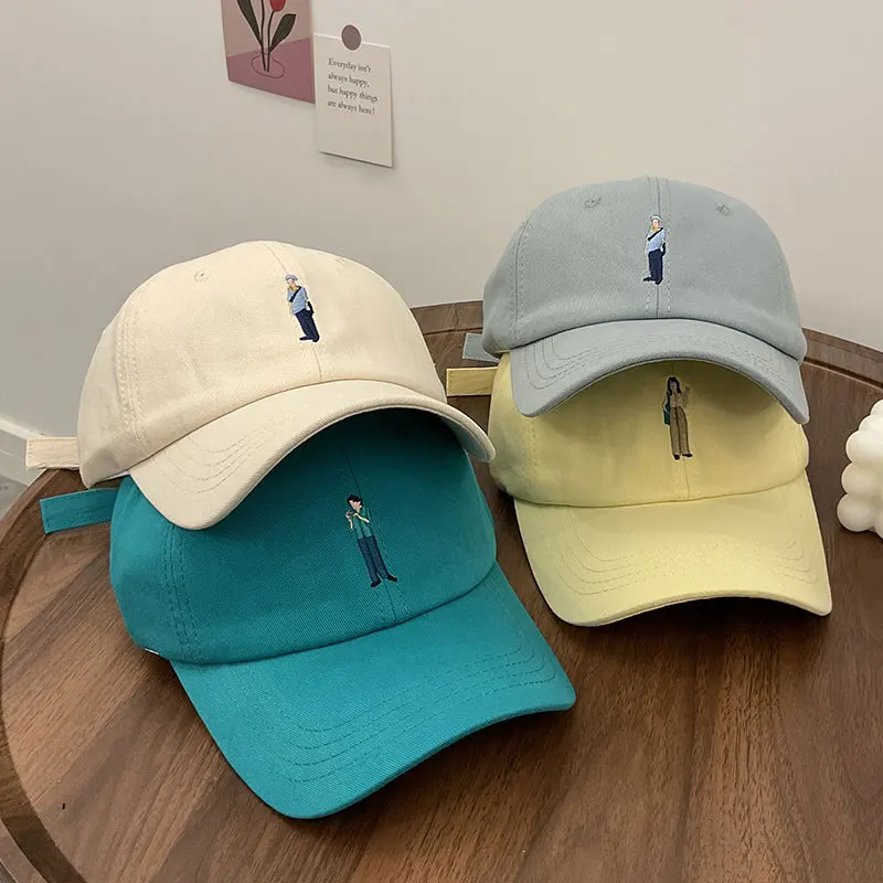 

Ins Korea Style Solid Color Baseball Cap For Women Embroidery Figure Casquette Summer Sunhat Snapback Adjustable Hat Casual Caps