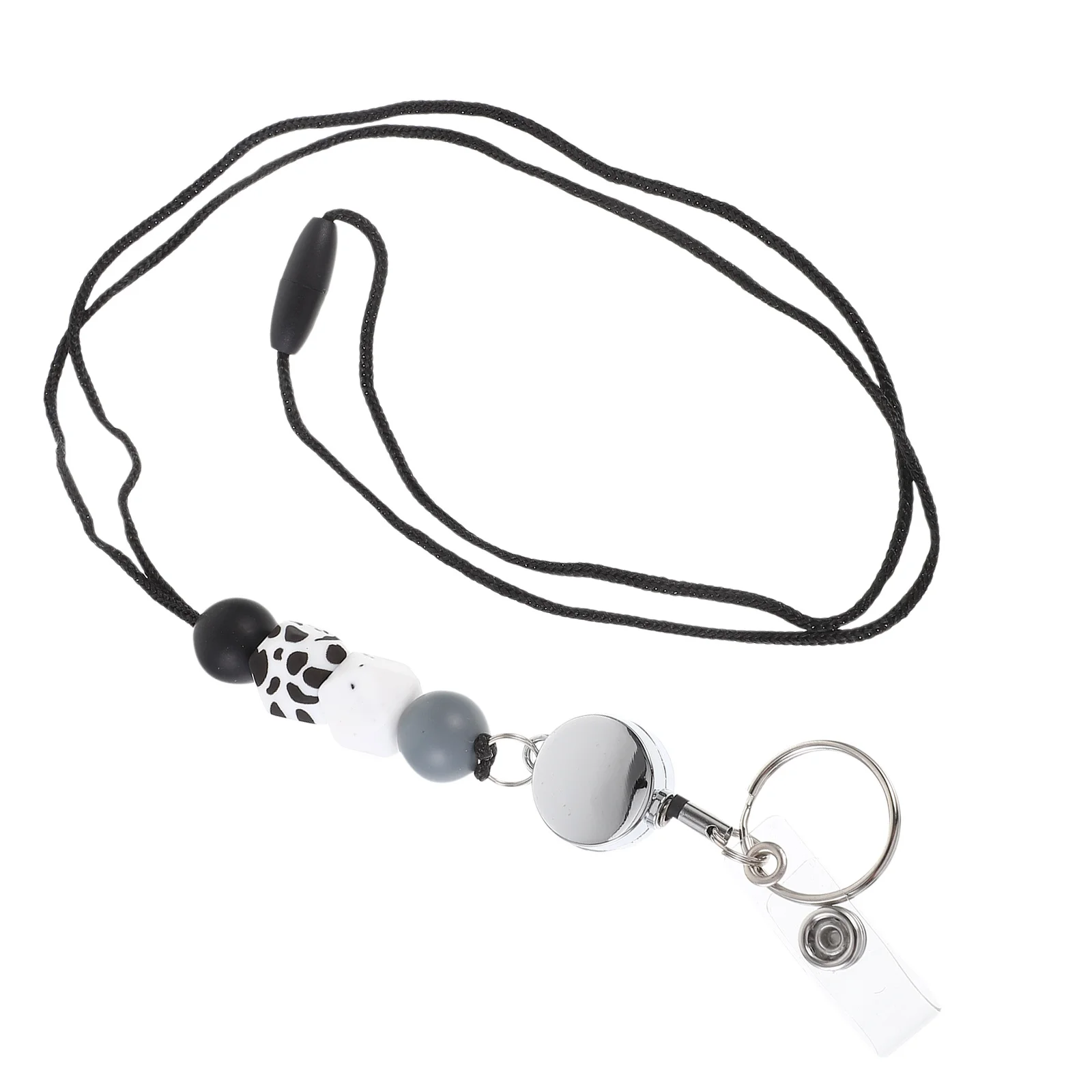 

ID Card Holder Lanyard Badge Clips Metal for Nurses Creative Beaded Silica Gel Decorative Holders Portable