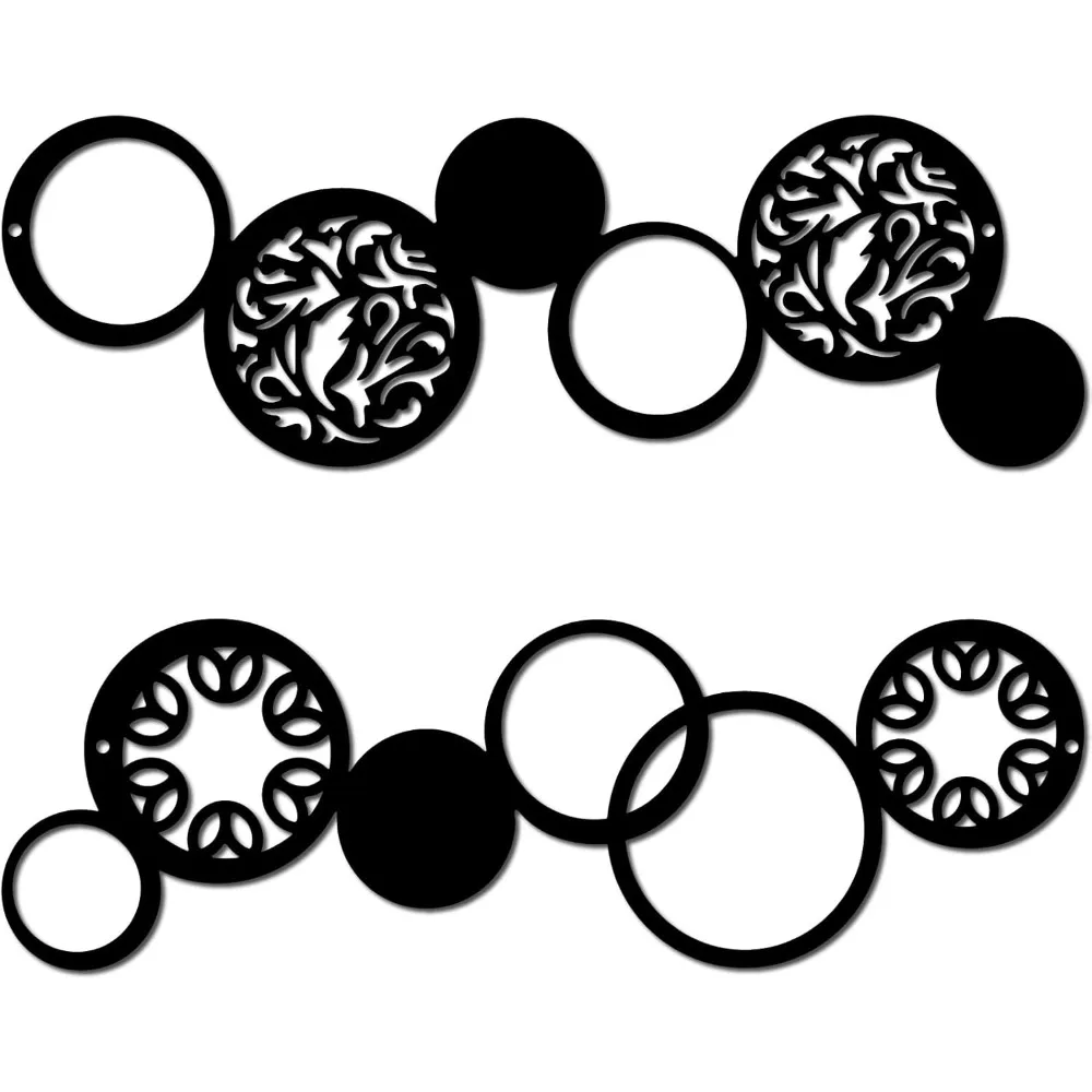 CIFBUY Iron Wall Art Set Black Metal Circle Decor Minimalist Outline Hanging Ornament For Modern Farmhouse Home Office Garden