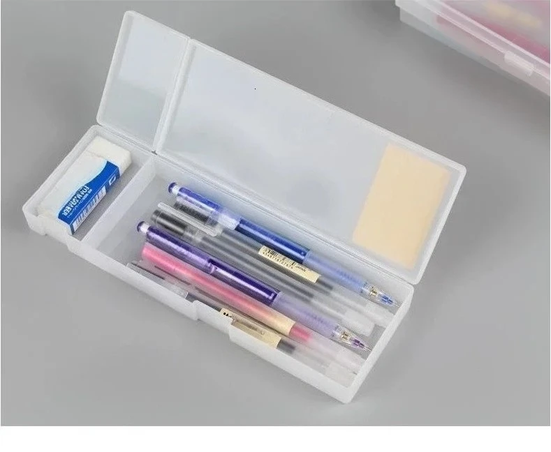 Étui à crayons transparent en plastique MUJI, boîte de rangement, conviviale ré, simple, dur, bureau, enfant, école, étudiant, cadeau, Kawaii, japon