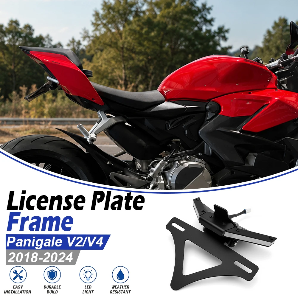 For Ducati Panigale V4 V4S 2018-2024 Panigale V2 V2S 2020-2024 Motorcycle License Plate Holder Frame Tail Tidy With Light Holder