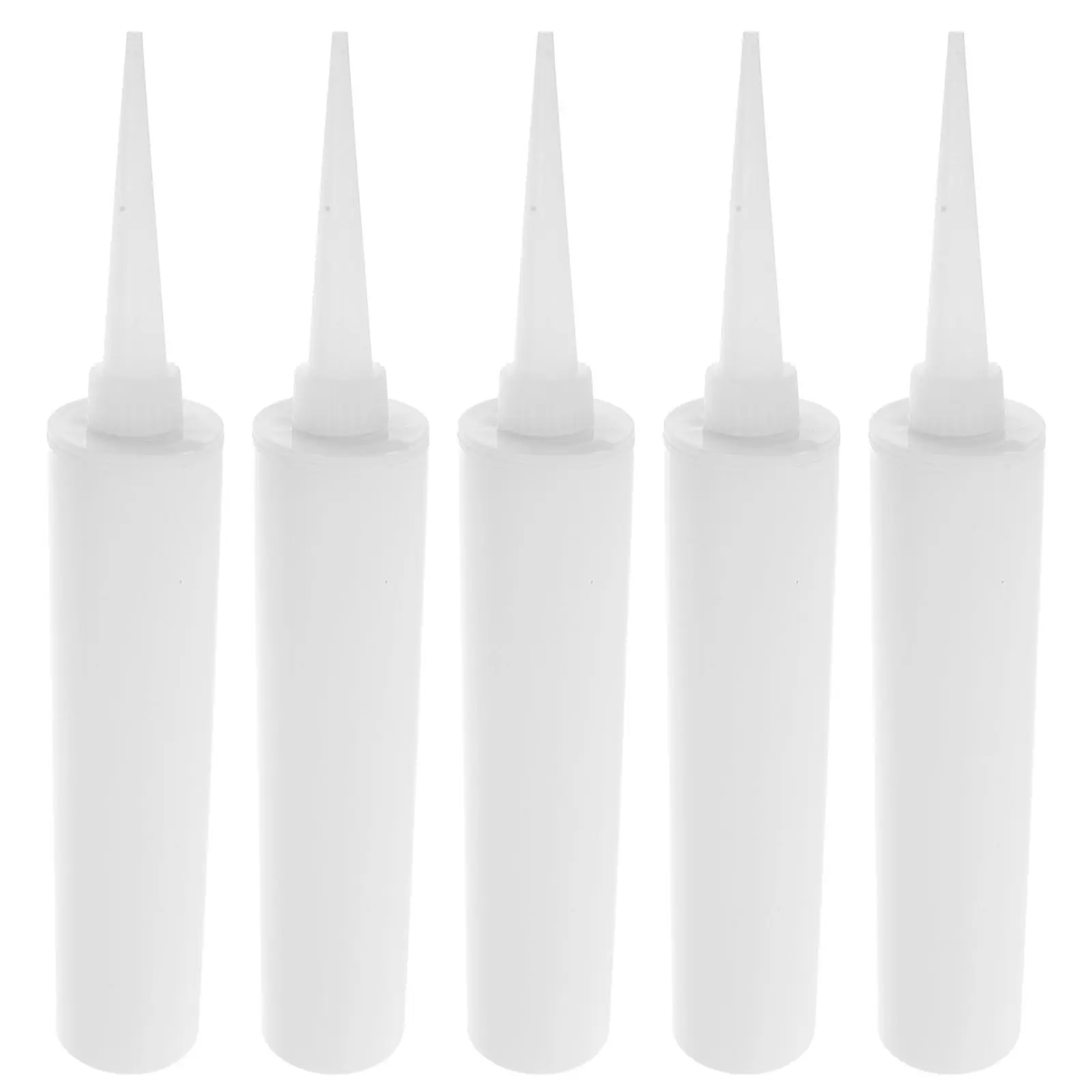 5Pcs Empty Caulk Tube for Tile Grout Repair Refillable Plastic Sealant Applicator with Aluminum Seal Wide Mouth Nozzle for Epoxy