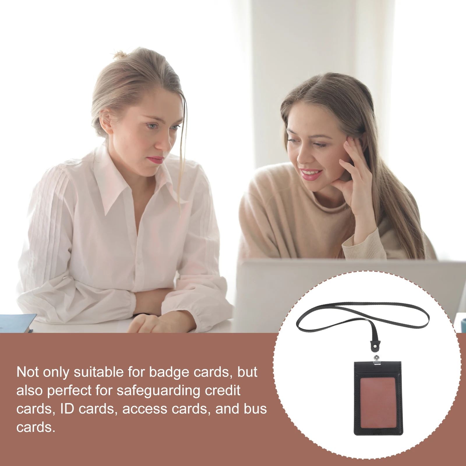 

Magnetic Card Holder PU ID Badge Cover Vertical Nurse Work Cards Black Badge Holders for Women
