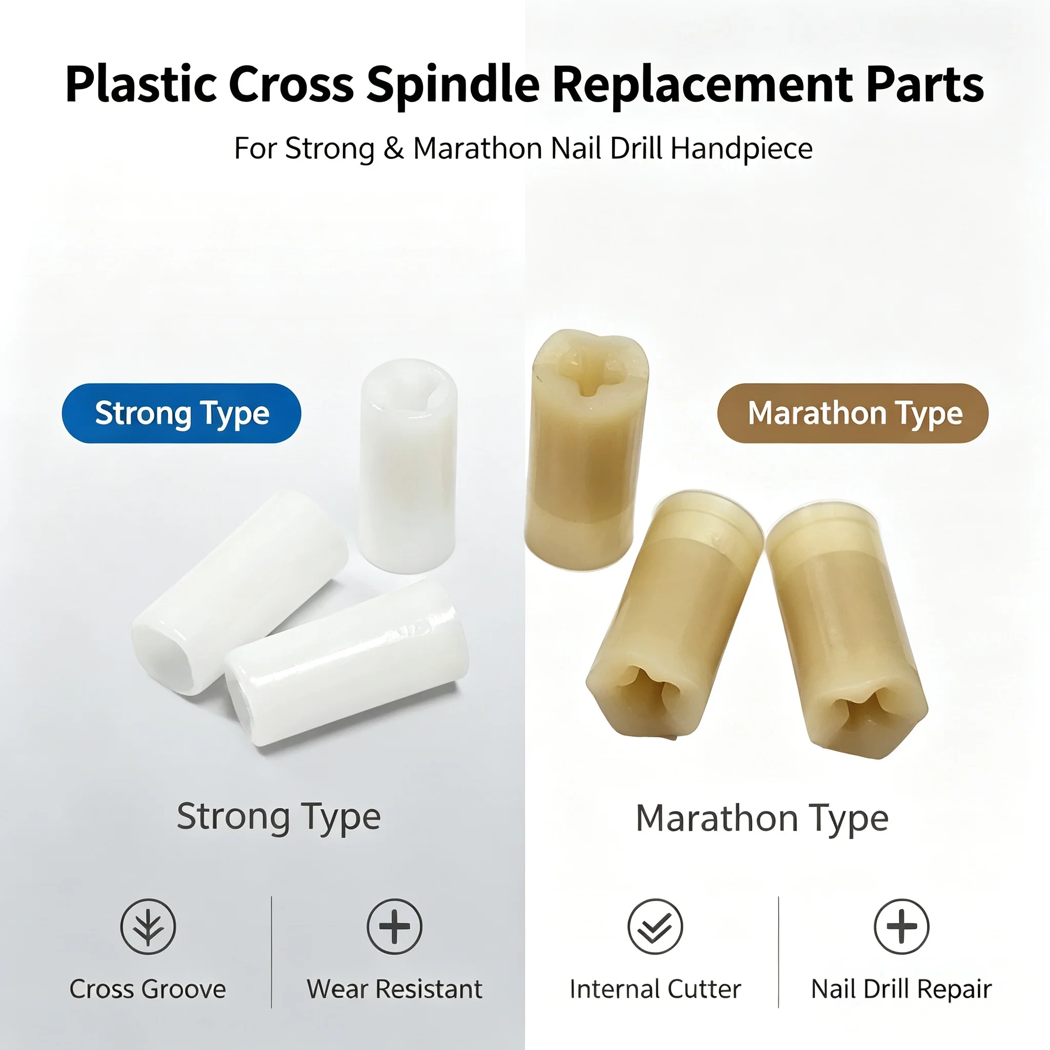 Plastic Cross Spindle Replacement Parts for Strong Marathon Nail Drill Handle, 10PCS Electric Nail Machine Cutter Accessory