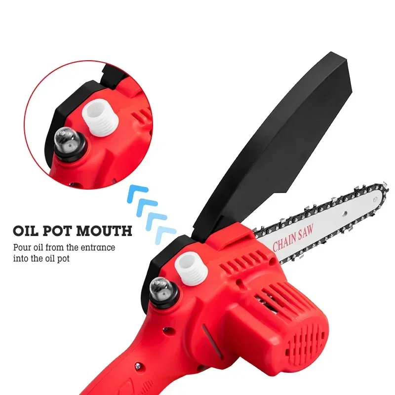 21V 6 Inch Cordless Electric Saw Mini Electric Chain Saw Handheld Chainsaw Rechargeable Woodworking Logging Saw Cutting Tools