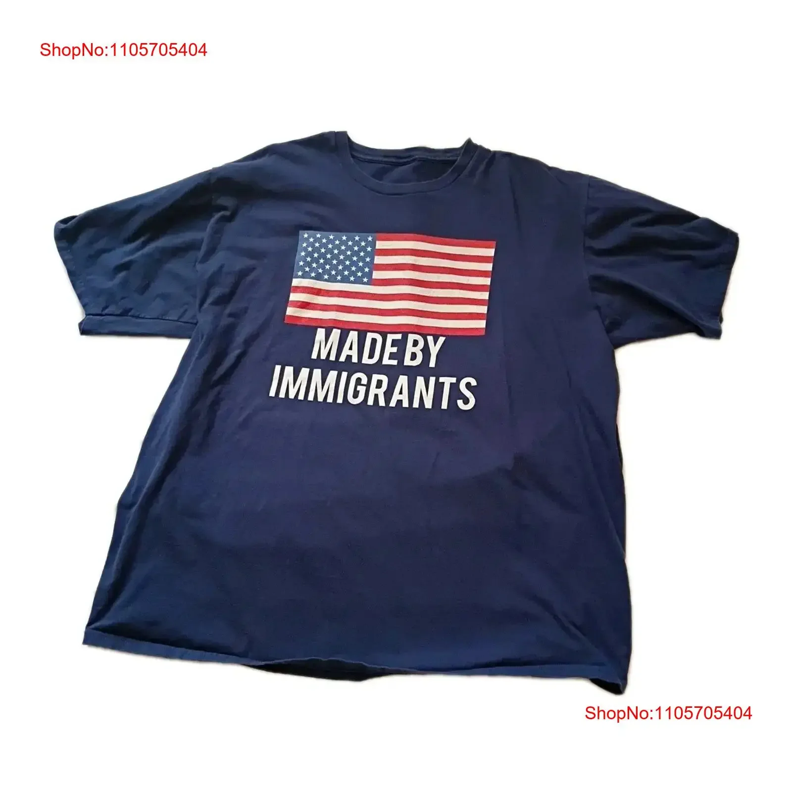 American Flag T Shirt Made by Immigrants long or short sleeves vintage Washed Top For Everyday Wear graphic fashion Stylish