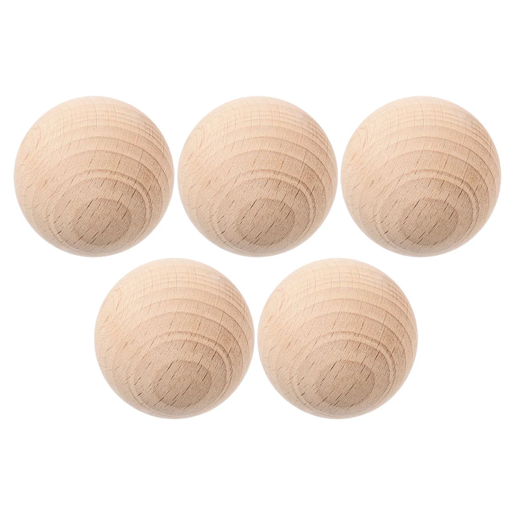 5 Pcs Golf Croquet Balls Wooden for Crafts Projects Woodworking Game Replacement Carving Child