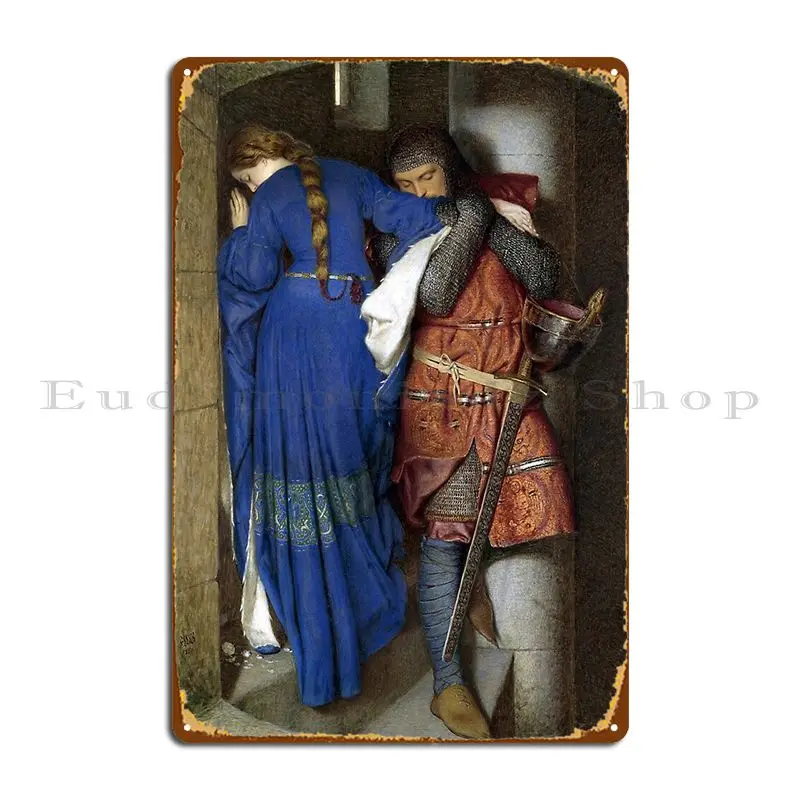 Hellelil And Hildebrand The Meeting On The Turret Stairs Frederick William Burton 1864 Metal Sign Custom Cinema Tin Sign Poster