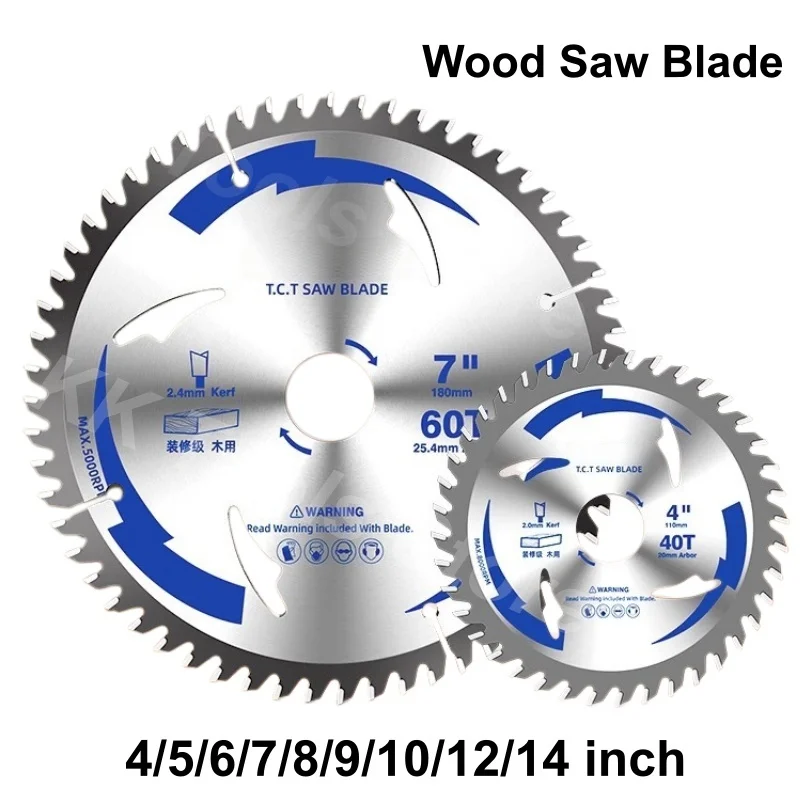 TCT Circular Saw Blade 4-14 Inch Carbide Tipped Wood Cutting Disc for Angle Grinder Table Saw Solid Wood Plywood MDF Board