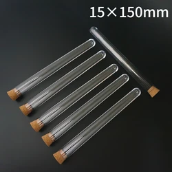 20pcs 30pcs 50pcs 100pcs 200pcs 18ml 15x150mm Laboratory Clear Plastic Test Tubes Round Bottom Tube Vial With Cork