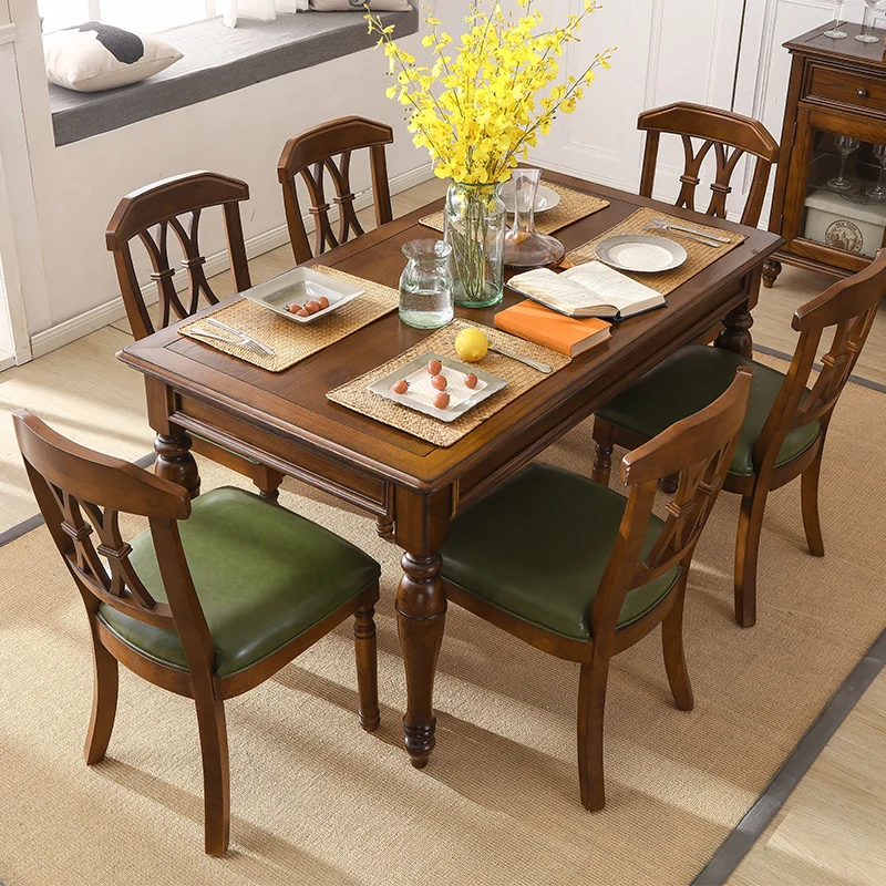Dining table solid wood dining  and chair combination living room rectangular household dining table furniture one an